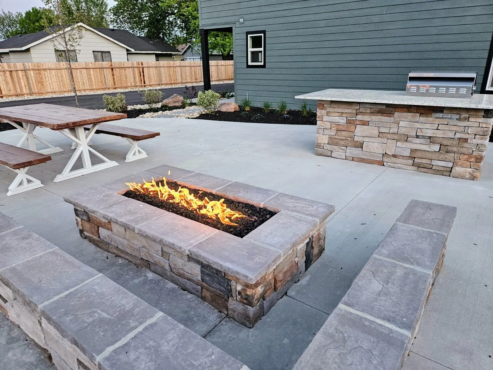 Outdoor fire pit at Rising Sun Sober Living home