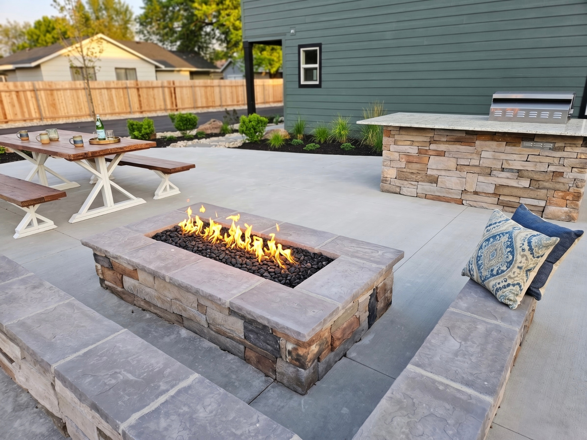 Outdoor fire pit at Rising Sun Sober Living home