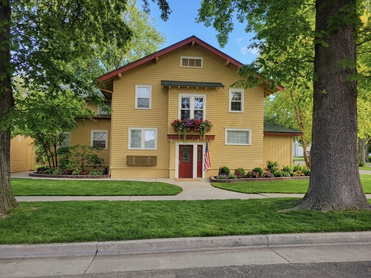 Rising Sun Caldwell yellow craftsman home